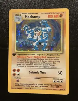 Pokemon Machamp 1ST EDITION Holo Rare Base Set 8/102 WOTC Vintage 1999 - Image 1