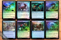 Set 8x FOIL Green Dinosaur Creature Card Lot *NM* Ixalan English Magic MTG Group - Image 1