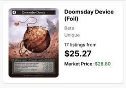 Sorcery Contested Realm Beta FOIL Doomsday Device Unique Card - Image 3