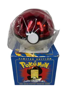 1999 Pokemon Burger King Charizard 23K Gold Plated Card & SEALED Pokeball BLUE - Image 1