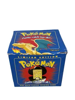 1999 Pokemon Burger King Charizard 23K Gold Plated Card & SEALED Pokeball BLUE - Image 2