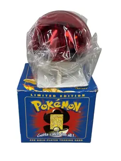 1999 Pokemon Burger King Charizard 23K Gold Plated Card & SEALED Pokeball BLUE - Image 3