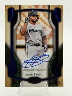 2026 Topps Tier One- Agustin Ramirez Break Out Auto /99 On Card Marlins Blue - Image 1