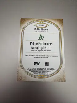 2026 Topps Tier One Rollie Fingers Prime Performers Auto #/149 Oakland Athletics - Image 2