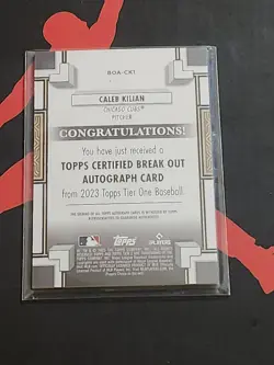 2023 Topps Tier One - Break Out Autographs #BOA-CK1 Caleb Kilian 01/299 Cubs - Image 2
