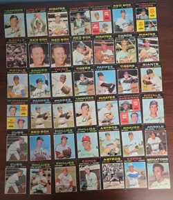 1971 Topps Baseball 42 Card Lot Commons Range # 2-446 List In Description - Image 1