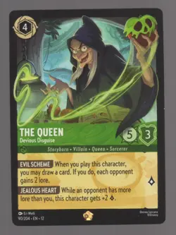 Disney Lorcana Wilds Unknown THE QUEEN Devious Disguise Legendary #90/204 - Image 3