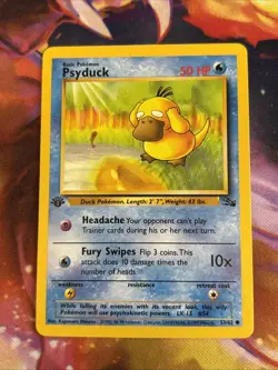 1999 Pokemon Psyduck 53/62 1st Edition Fossil Set WOTC Vintage TCG - MP - Image 1