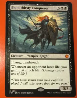 MTG: BLOODTHIRSTY CONQUEROR, 0058, MYTHIC , REGULAR FINISH, FOUNDATIONS, NM - Image 1