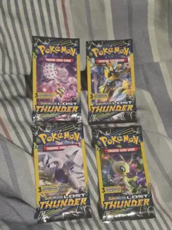 Pokemon TCG Lost Thunder Set Pack Art Set (x4) - 3 Card Booster Packs Sealed - Image 1