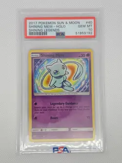 Pokemon 2017 Shining Legends Shining Mew 40/73 Holo PSA 10 Graded - Image 1