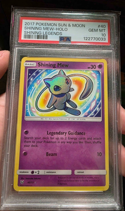 Pokemon Sun & Moon Shining Mew 40/73 Holo Shining Legends Card Shiny PSA 10 MINT - Image 1