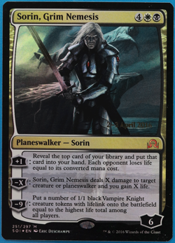 Sorin, Grim Nemesis (Prerelease) FOIL Shadows over Innistrad Promos NM (495328) - Image 1