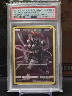 Pokemon TCG Armored Mewtwo SM228 Holo Promo Card Sun & Moon PSA 9 - Image 1