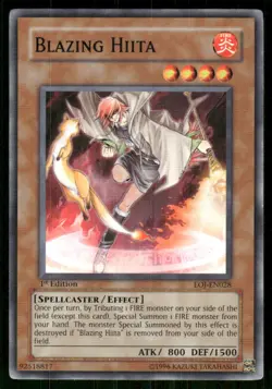 Blazing Hiita EOJ-EN028 Enemy of Justice Yu-Gi-Oh 1st Edition LP - Image 1