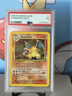 PSA 7 1999 Charizard 4/102 Holo Base Set unlimited Pokemon card Near Mint wotc - Image 1