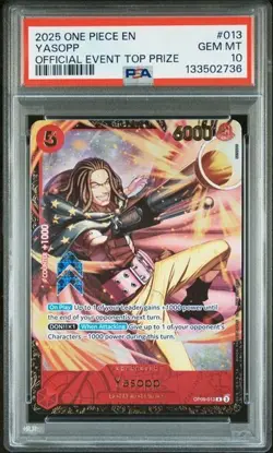 2025 ONE PIECE PROMOS OFFICIAL EVENT TOP PRIZE #013 YASOPP PSA 10 - Image 1