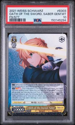 PSA 10 Oath of the Sword Saber FS/S77 E003 RR Weiss Schwarz Fate Stay Night - Image 1