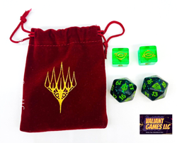 MTG: The Lord of the Rings: x2 D6 & x2 D20 Elf Promo Dice Set With Cloth Bag - Image 1