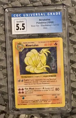 CGC 5.5 Ninetales Base Set Shadowless 12/102 Holo Rare English 1999 - Image 1