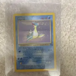 Pokemon Lapras 10/62 Fossil Holo Rare Basic HP 80 Ken Sugimori 1999 - Image 1