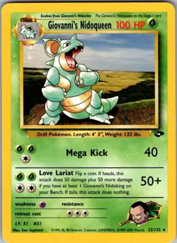Giovanni's Nidoqueen 23/132 Rare Gym Challenge Pokemon Unlimited Damaged - Image 1