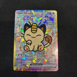 Pokemon Meowth Special Doujin Art Starry Holo Card - Image 1