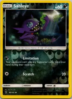 Sableye 80/145 Uncommon Guardians Rising Pokemon Reverse Holo Near Mint - Image 1