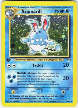 Pokemon Azumarill 2/111 Holo Rare Neo Genesis Pokemon 1st Edition Holo LP - Image 1