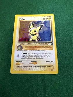 Pokemon TCG Pichu Holo Rare Neo Genesis 12/111 Excellent Condition Vintage Swirl - Image 1