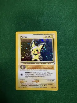 Pokemon TCG Pichu Holo Rare Neo Genesis 12/111 Excellent Condition Vintage Swirl - Image 2