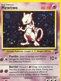 🌀Wizards of the Coast Mewtwo 10/130 Base Set 2 Holo Rare English NM Swirl🌀 - Image 2