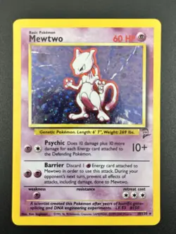 🌀Wizards of the Coast Mewtwo 10/130 Base Set 2 Holo Rare English NM Swirl🌀 - Image 3