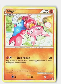Gligar 49/90 Common HGSS Undaunted Pokemon Lightly Played Naoki Saito - Image 1