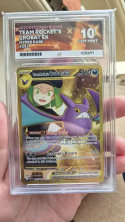 Pokemon TCG 2025 Destined Rivals TEAM ROCKET'S CROBAT EX Hyper Rare #242 ACE 10 - Image 1