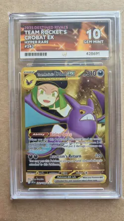 Pokemon TCG 2025 Destined Rivals TEAM ROCKET'S CROBAT EX Hyper Rare #242 ACE 10 - Image 3