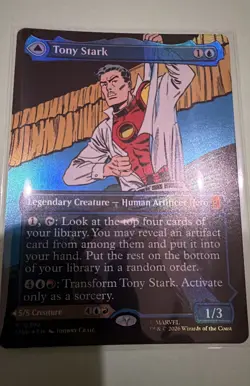 Tony Stark (Borderless) (0392) Marvel Super Heroes Double Side Foil Mtg M/NM - Image 1