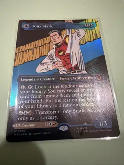 Tony Stark (Borderless) (0392) Marvel Super Heroes Double Side Foil Mtg M/NM - Image 4