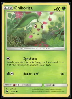 Chikorita 5/214 C Lost Thunder Pokemon LP AC-287 - Image 1