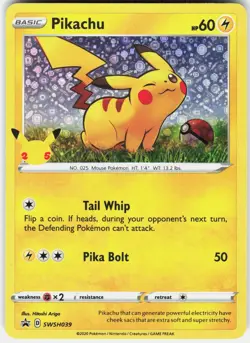 Pokemon Pikachu SWSH039 Holo Promo Sword & Shield Promo Pokemon Near Mint - Image 1