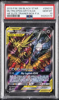 2019 POKEMON SM BLACK STAR PROMO FULL ART/MOLTRES & ZAPDOS & ARTICUNO GX PSA 10 - Image 1