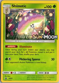 Shiinotic - (Prerelease) SM10 Holo Promo Sun & Moon Promo Pokemon Near Mint - Image 1