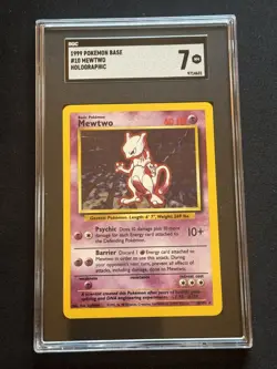 1999 Pokemon Mewtwo 10/102 Base Set Holo SGC 7 (NM) - Image 1