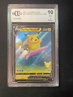 2021 Pokemon Celebrations - Surfing Pikachu V #008 - BCCG 10 - Image 1