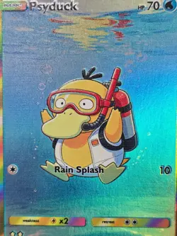 Psyduck Fan Art Card — Hand-Drawn Rainbow Holo (Unofficial, Non-TCG) - Image 2