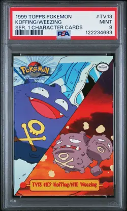 1999 TOPPS POKEMON SER 1 CHARACTER CARDS #TV13 KOFFING/WEEZING PSA 9 - Image 1