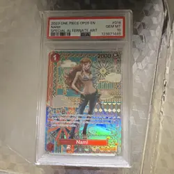 Bandai One Piece Card Game 2023 OP05 EN Nami SP Special Alt Art Holo PSA 10 - Image 2