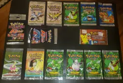Vintage 1999 & 2000 POKEMON WOTC Assorted Booster Pack Wrapper Lot -Art Only - Image 1