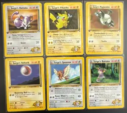 Pokemon TCG Gym Heroes 1st Ed Vintage 6-Card Lot Lt. Surge Pikachu Magnemite etc - Image 1