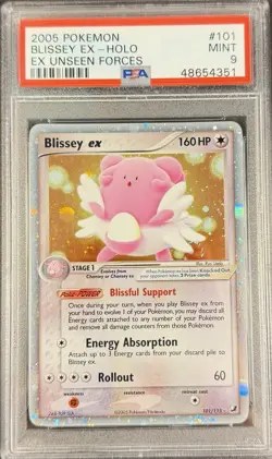2005 Pokemon EX Unseen Forces 101 Blissey EX Holo PSA 9 Mint - Image 1
